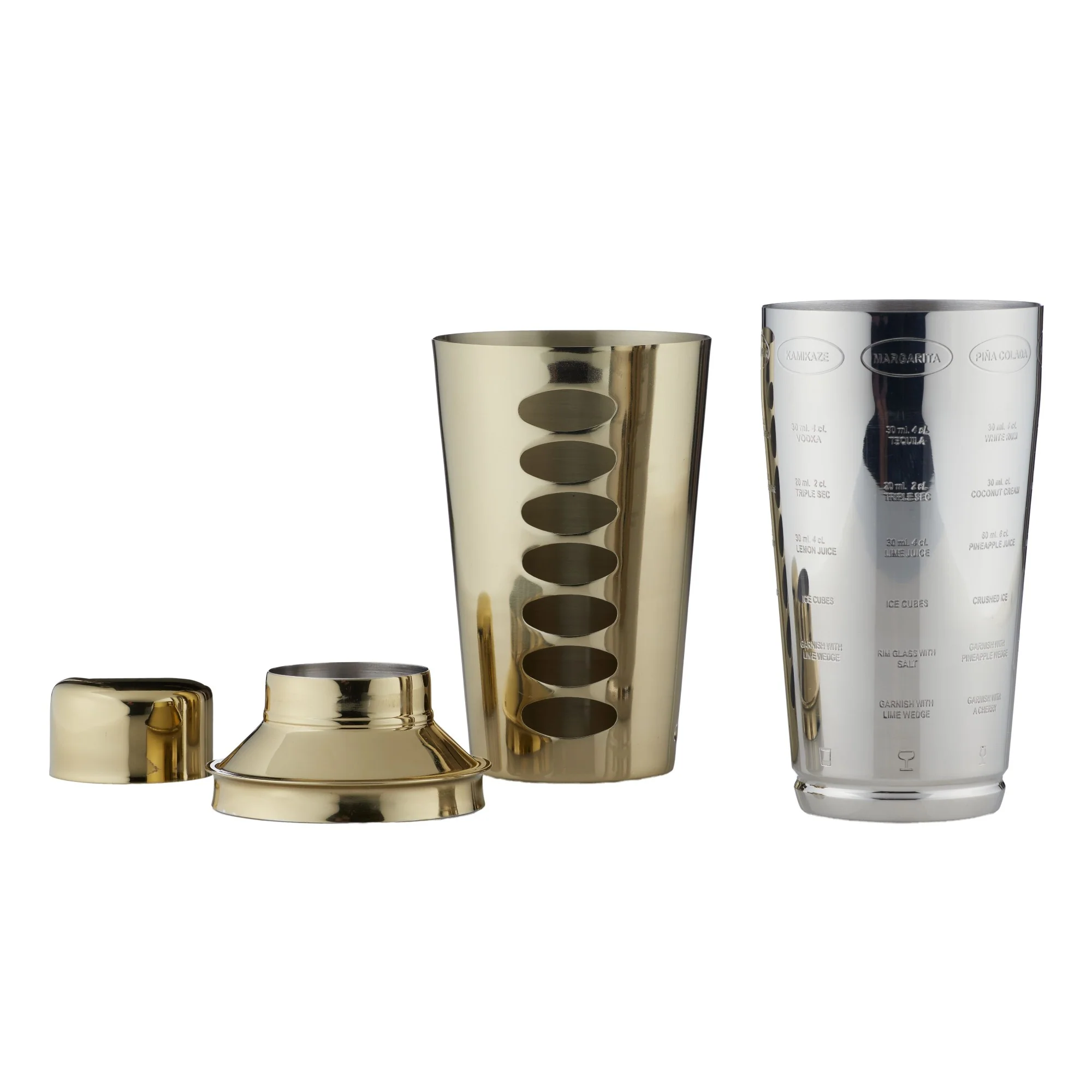 ACADEMY - WESLEY STAINLESS STEEL RECIPE COCKTAIL SHAKER GOLD - Image 3