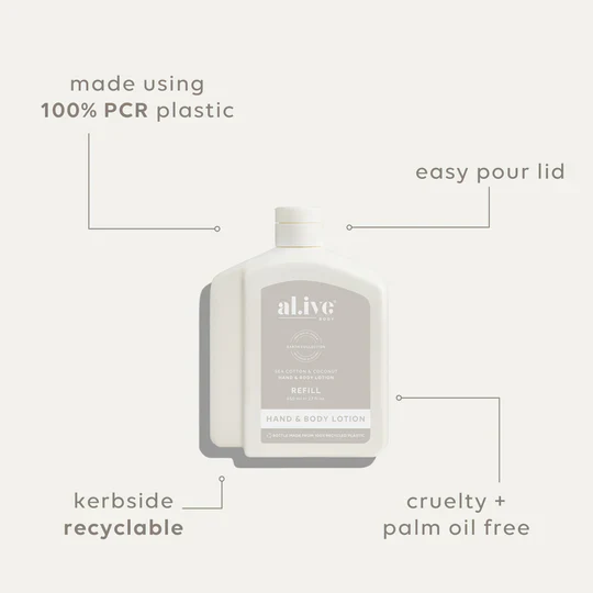 AL.IVE BODY - 650ML LOTION REFILL | SEA COTTON & COCONUT - Image 5