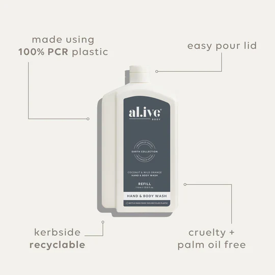 AL.IVE BODY - 1 LTR WASH REFILL | COCONUT & WILD ORANGE - Image 4