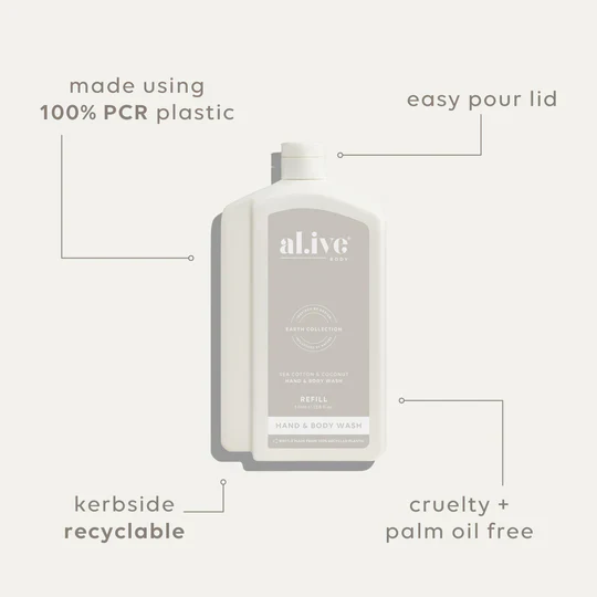 AL.IVE BODY - 1 LTR WASH REFILL | SEA COTTON & COCONUT - Image 5