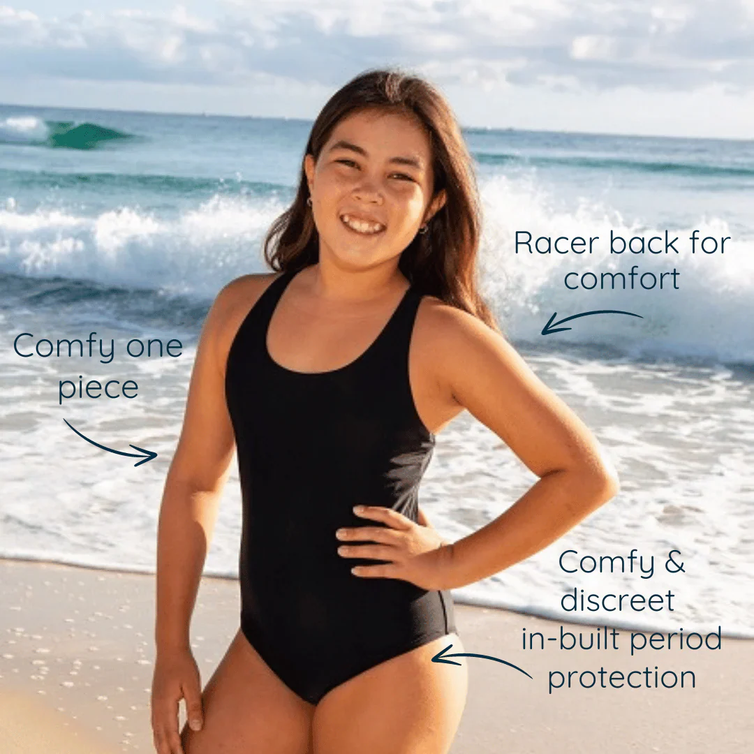 AZURE BELLE - ALLAMANDA TEEN ONE PIECE PERIOD SWIMSUIT BLACK - Image 12
