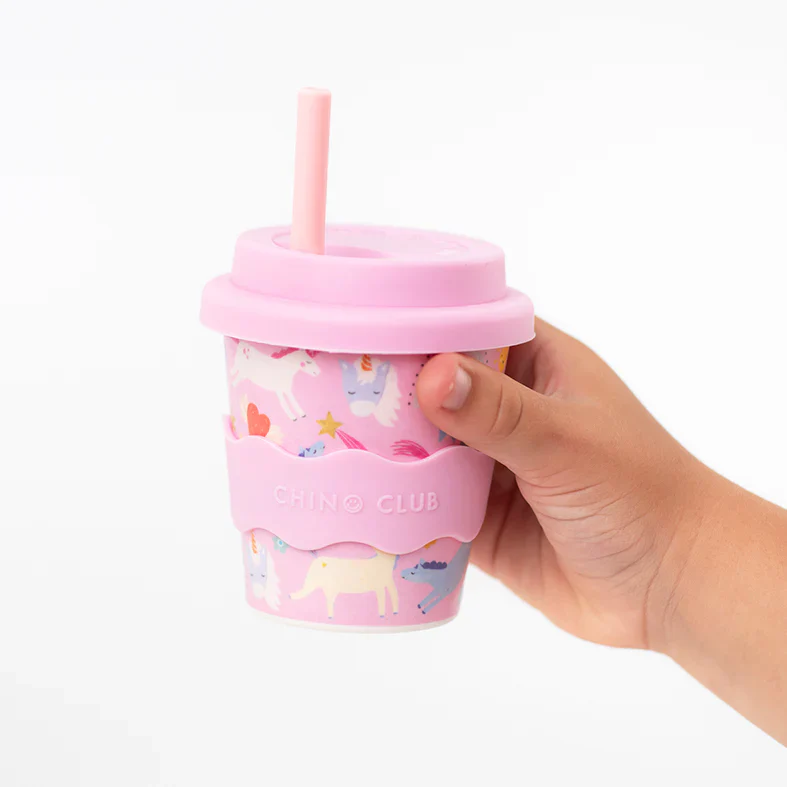 CHINO CLUB - BAMBOO BABY CHINO CUP | 4 OZ | PINK UNICORN (INCL. STRAW) - Image 2
