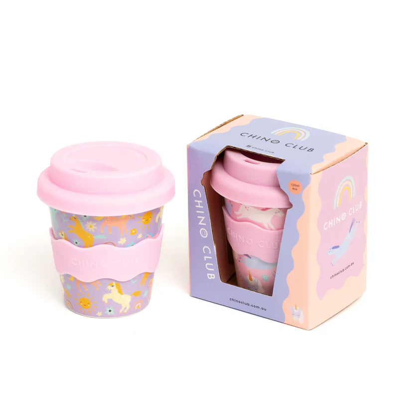 CHINO CLUB - BAMBOO BABY CHINO CUP | 4 OZ | PURPLE UNICORN (INCL. STRAW) - Image 2