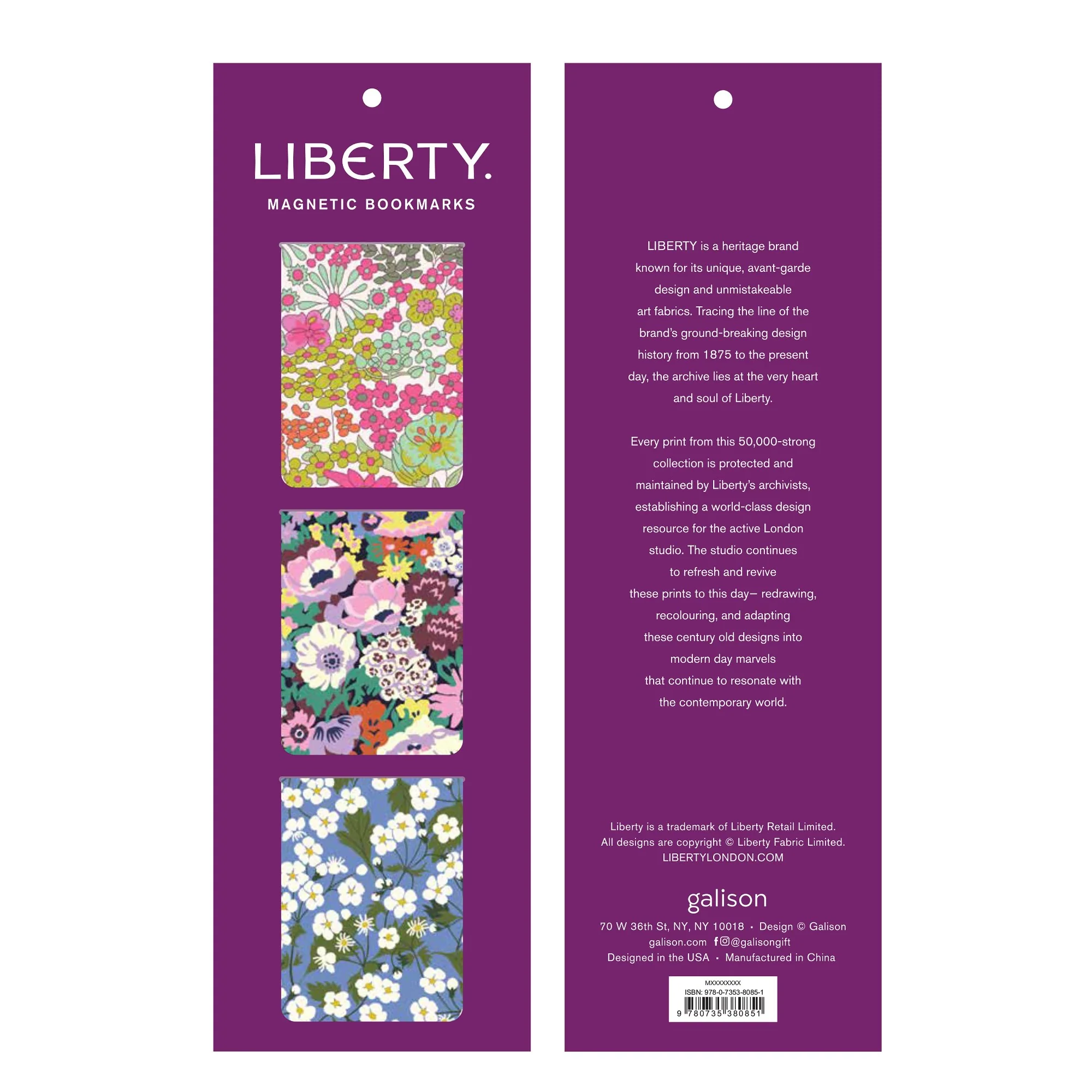 GALISON - LIBERTY FLORAL MAGNETIC BOOKMARKS | SET OF 3 - Image 3