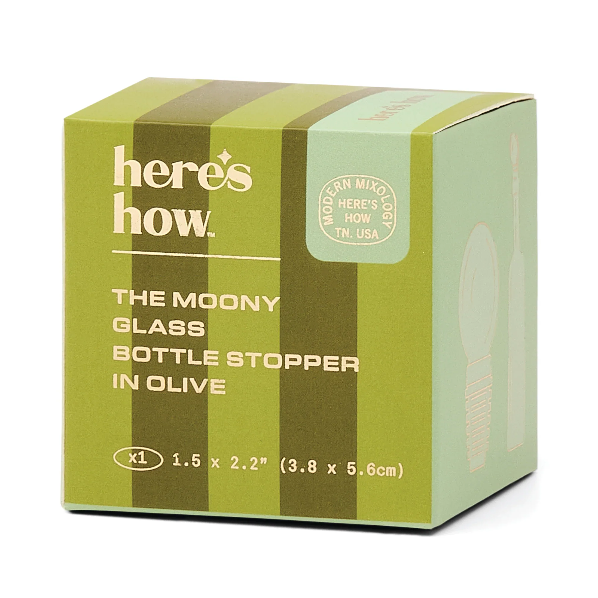 HERE'S HOW - THE MOONY GLASS BOTTLE STOPPER | OLIVE - Image 4