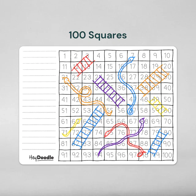 HEY DOODLE - CLASSIC COLOURING & DOODLE MAT | 100 SQUARES - Image 3