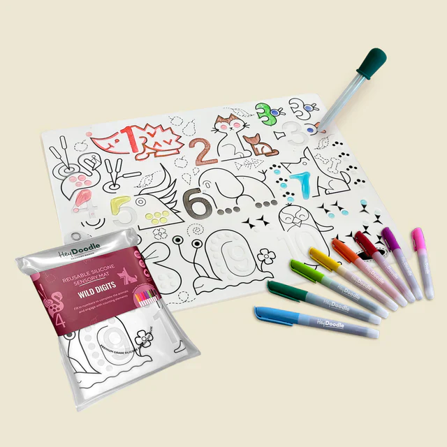 HEY DOODLE - SENSORY COLOURING & DOODLE MAT | WILD DIGITS 2 - Image 2