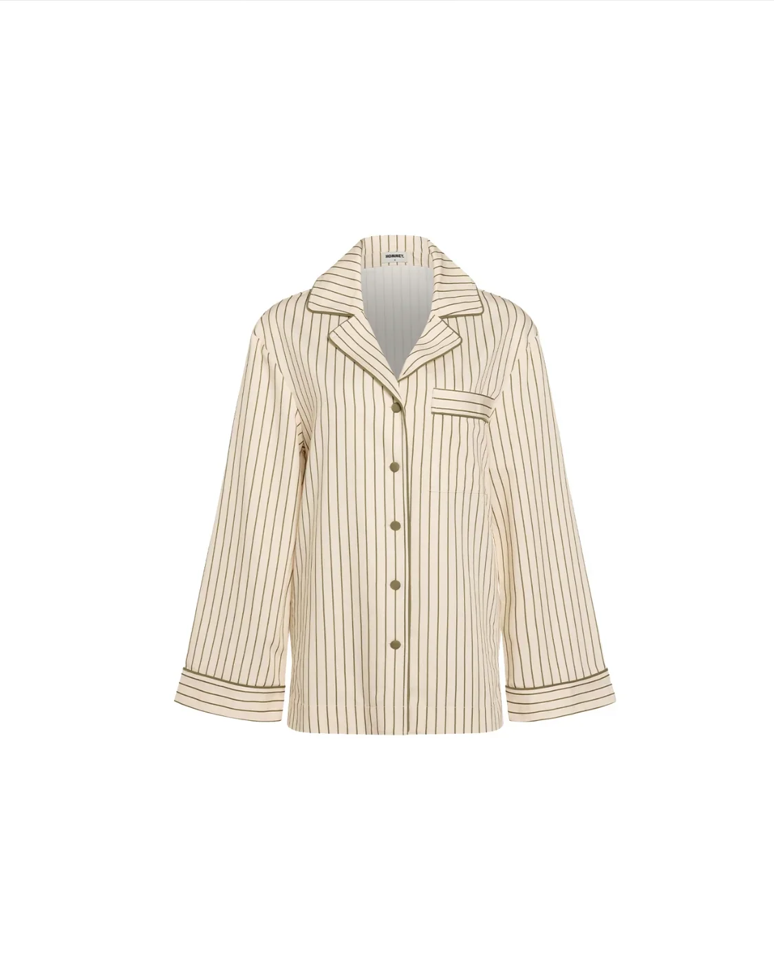 HOMMEY - LONG SLEEVE SLEEP SHIRT | MATCHA STRIPES - Image 4
