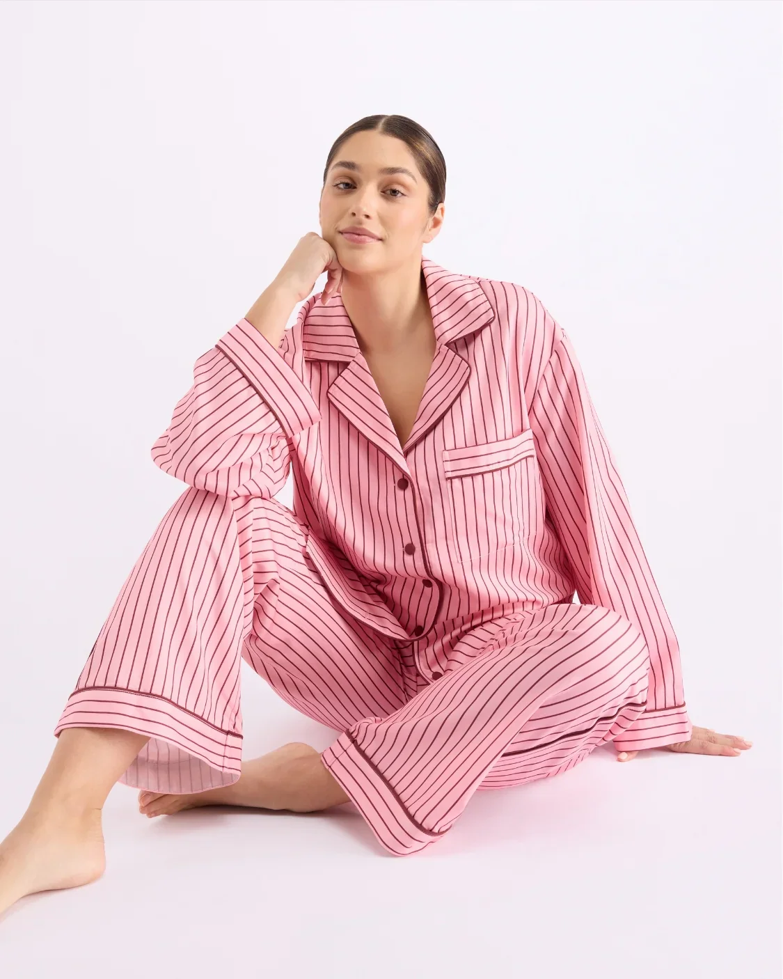 HOMMEY - LONG SLEEVE SLEEP SHIRT | ROCKY ROAD STRIPES - Image 3