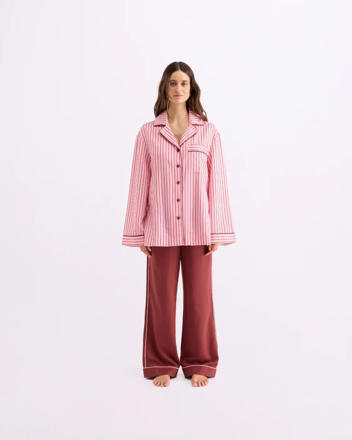 HOMMEY - LONG SLEEVE SLEEP SHIRT | ROCKY ROAD STRIPES - Image 4
