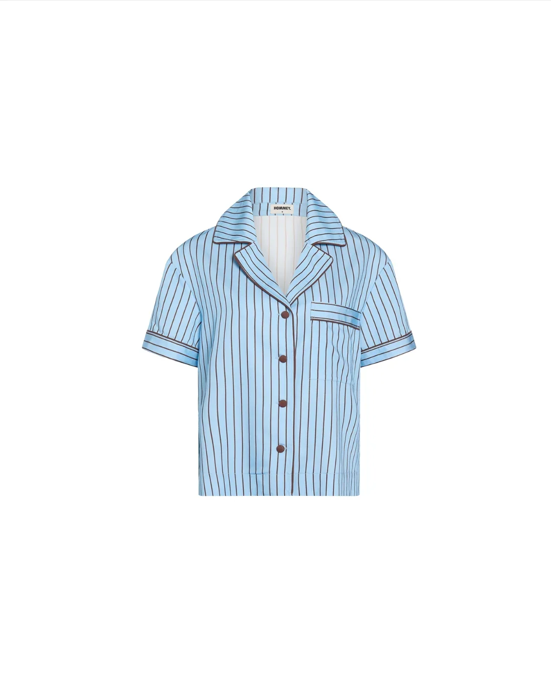 HOMMEY - SHORT SLEEVE SLEEP SHIRT | ICED CHOCOLATE STRIPES - Image 5