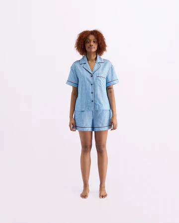 HOMMEY - SHORT SLEEVE SLEEP SHIRT | ICED CHOCOLATE STRIPES - Image 6