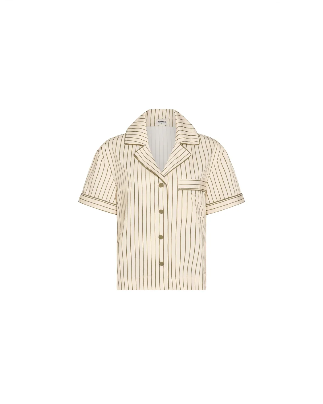 HOMMEY - SHORT SLEEVE SLEEP SHIRT | MATCHA STRIPES - Image 7