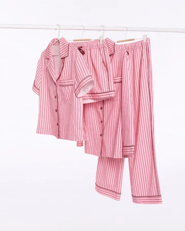 HOMMEY - SHORT SLEEVE SLEEP SHIRT | ROCKY ROAD STRIPES - Image 2