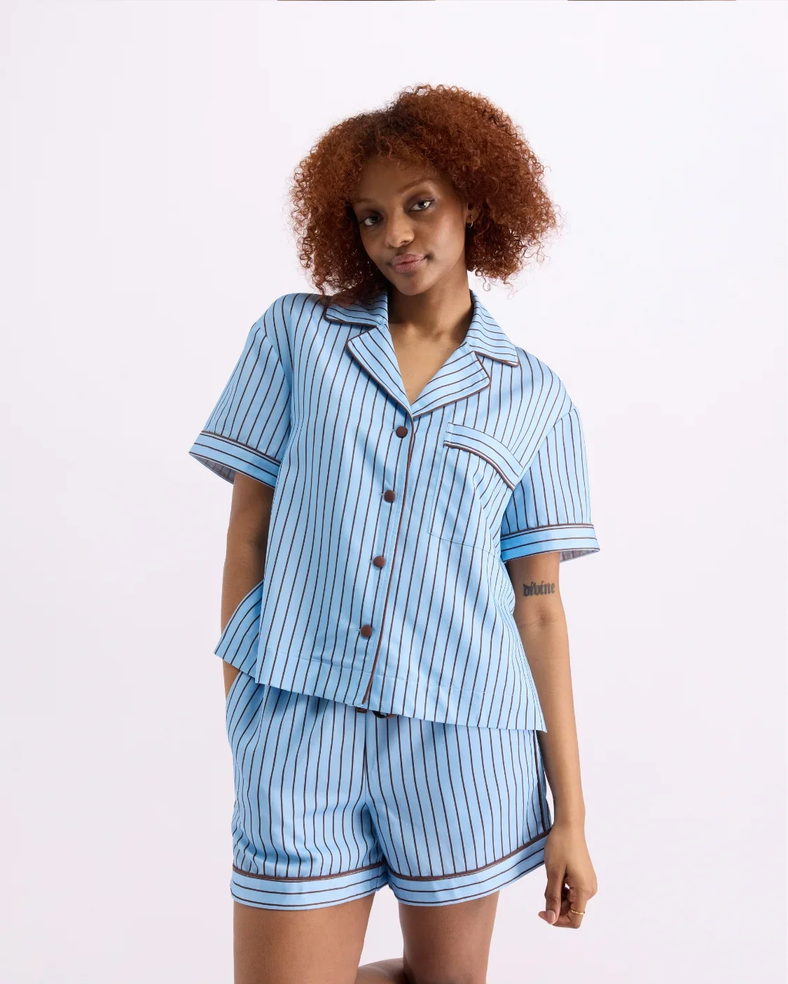 HOMMEY - SLEEP SHORT | ICED CHOCOLATE STRIPES - Image 2