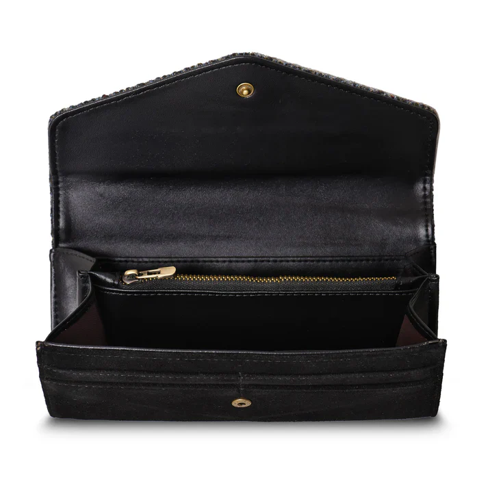 ISLANDER - THE LARGE CLASP PURSE | BLACK & WHITE DOGTOOTH - Image 3