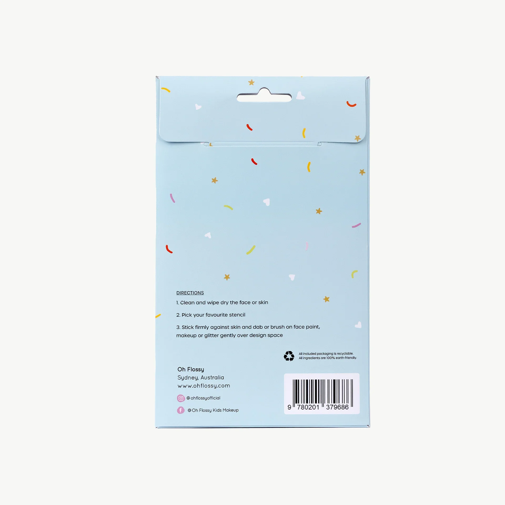 OH FLOSSY - REUSABLE ADHESIVE FACE PAINT & MAKEUP STENCILS - TEAL - Image 9