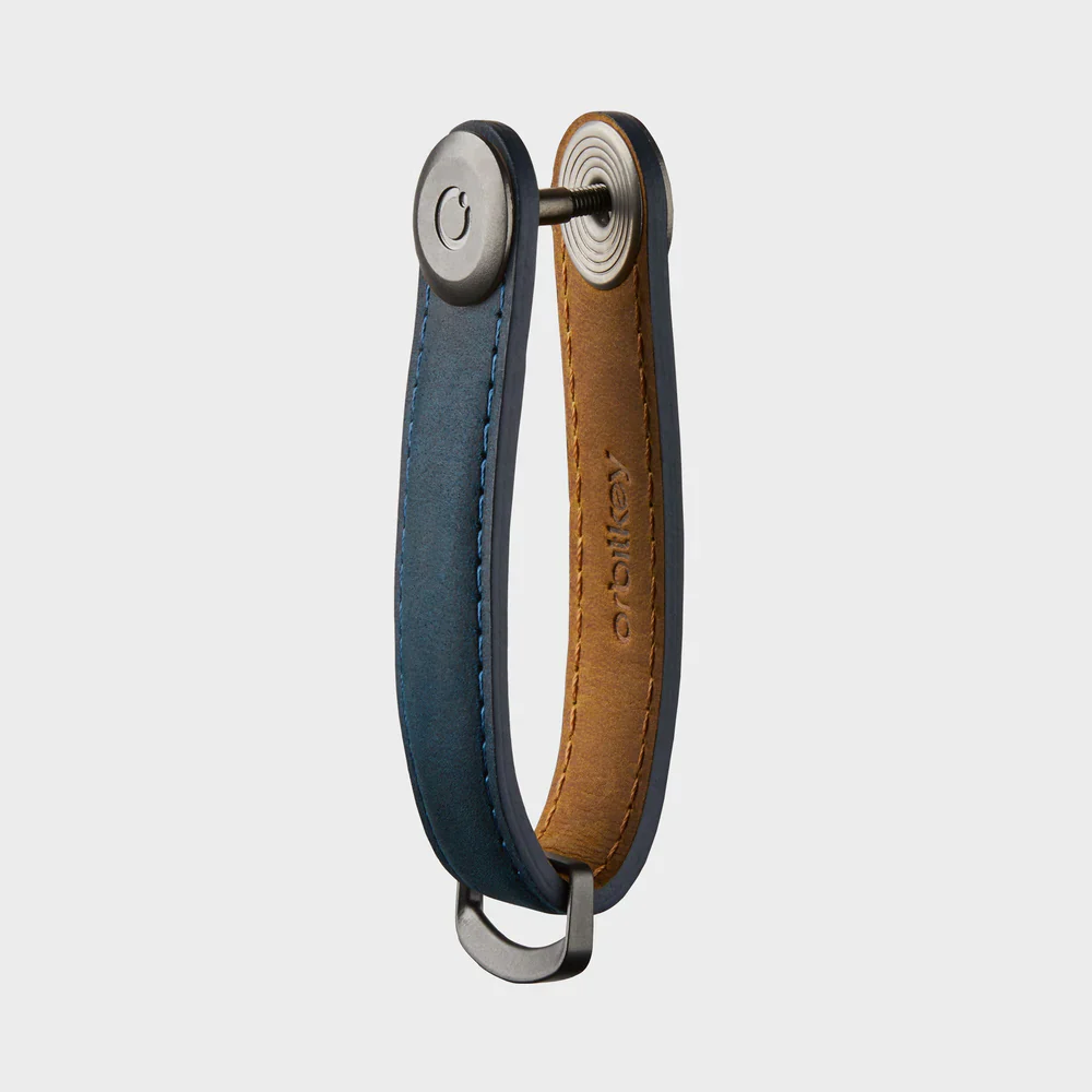 ORBITKEY - KEY ORGANISER | CRAZY HORSE | MARINE BLUE WITH BLUE STITCHING - Image 5