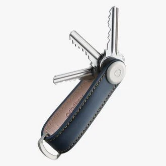 ORBITKEY - KEY ORGANISER | LEATHER | NAVY WITH TAN STITCHING