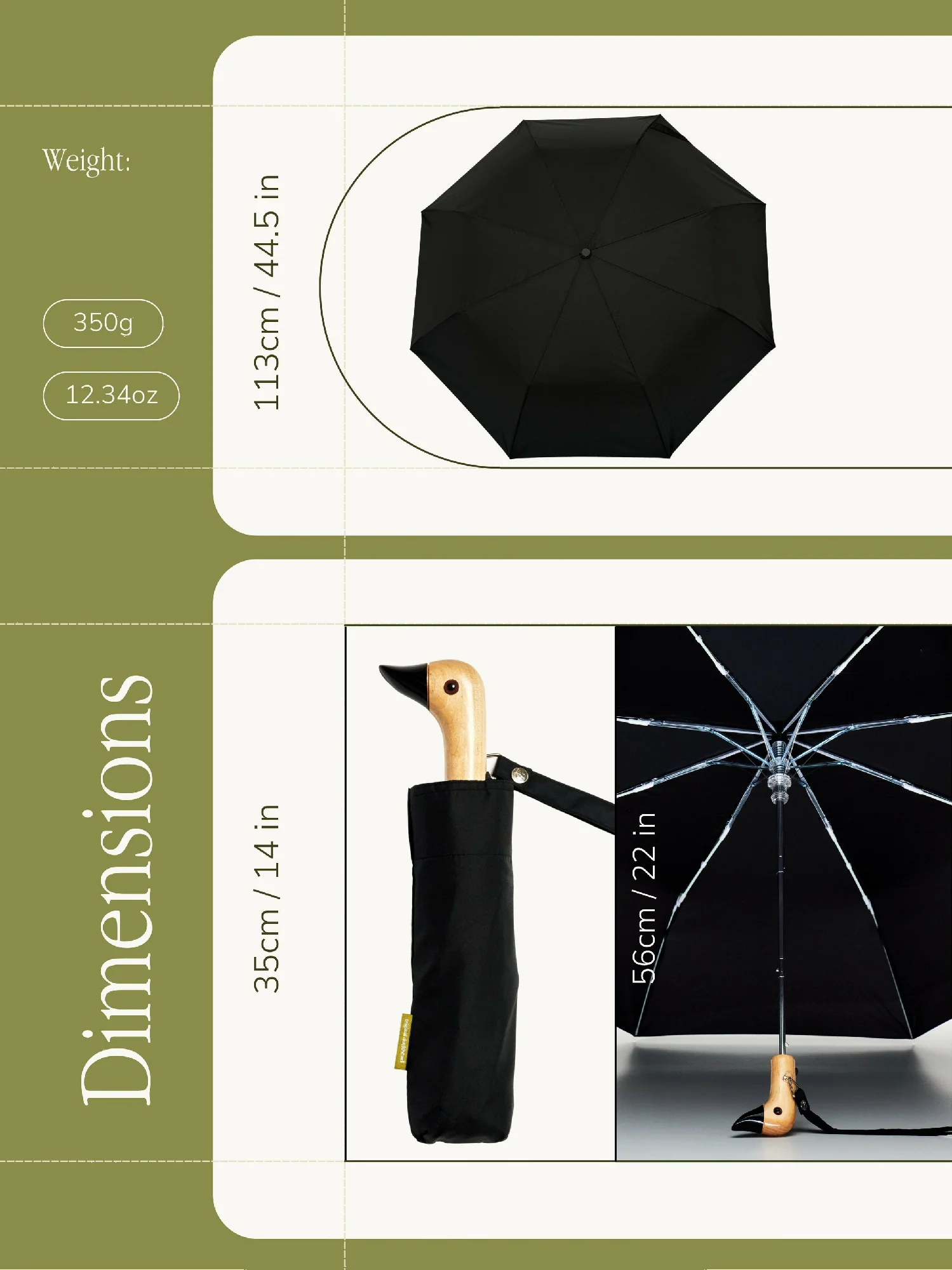 ORIGINAL DUCKHEAD - COMPACT UMBRELLA | BLACK - Image 3