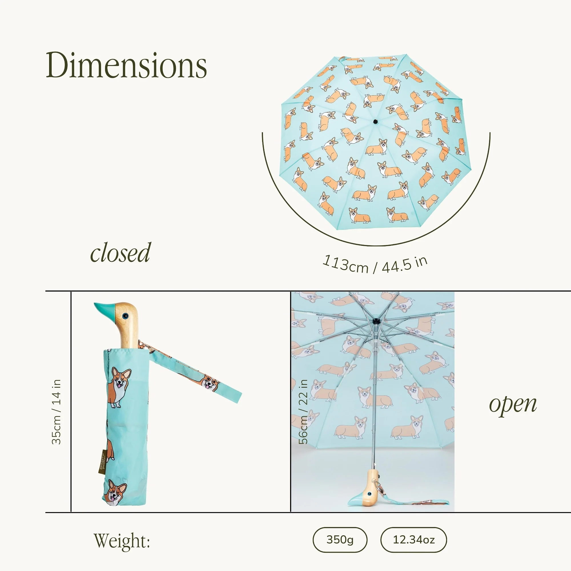 ORIGINAL DUCKHEAD - COMPACT UMBRELLA | COUCOU SUZETTE CORGI MINT - Image 9