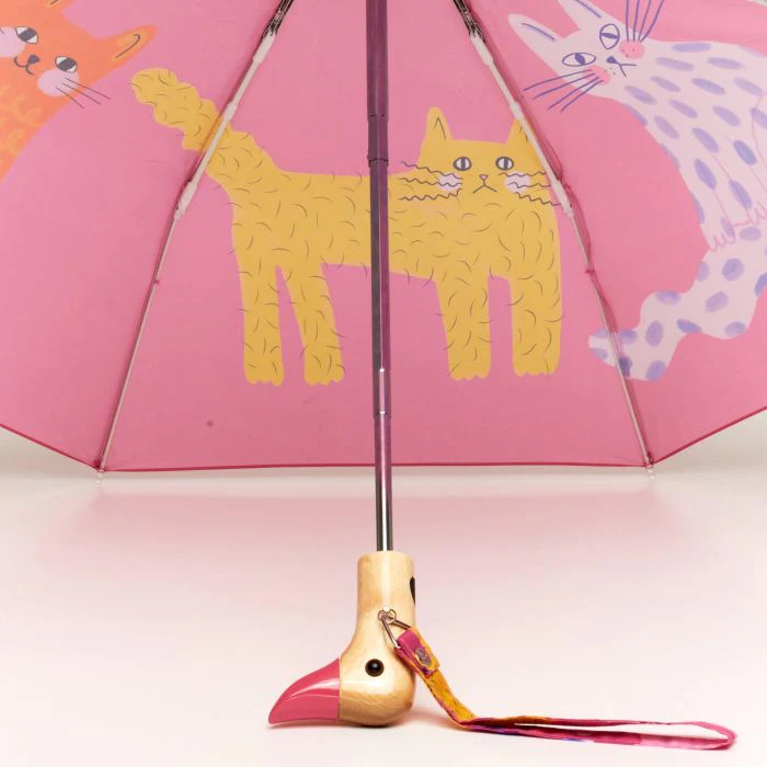 ORIGINAL DUCKHEAD - COMPACT UMBRELLA | FUCHSIA ARTY CATS - Image 2