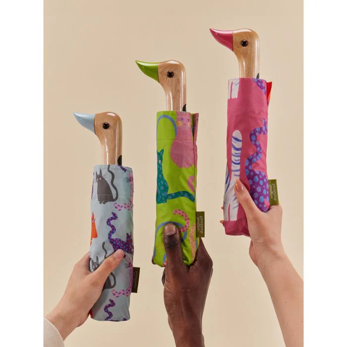 ORIGINAL DUCKHEAD - COMPACT UMBRELLA | FUCHSIA ARTY CATS - Image 3