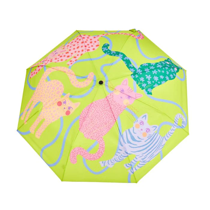 ORIGINAL DUCKHEAD - COMPACT UMBRELLA | LIME ARTY CATS - Image 2