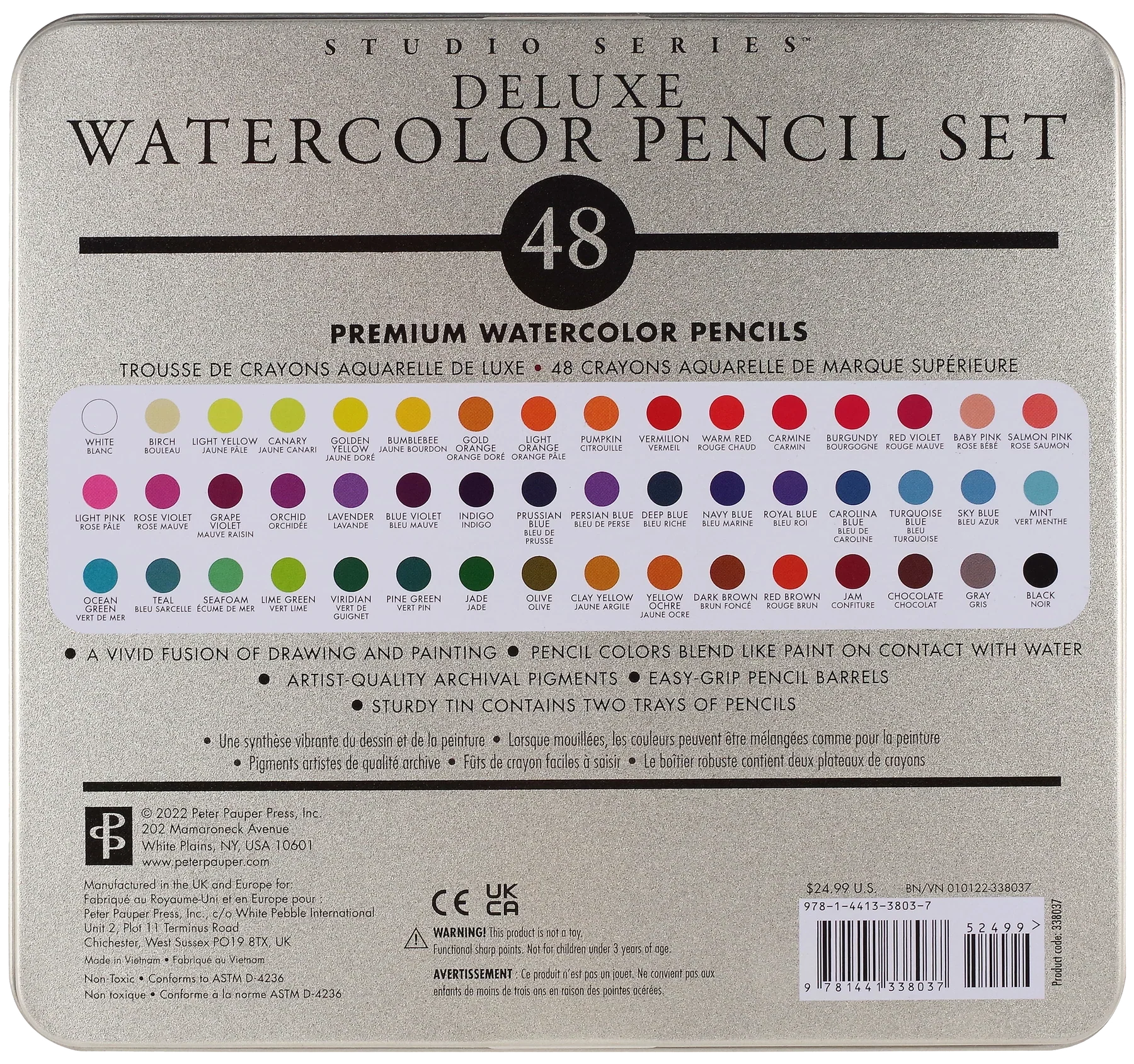 PETER PAUPER PRESS - STUDIO SERIES WATERCOLOR PENCIL SET (48) - Image 3