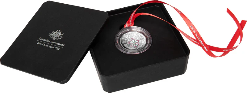 ROYAL AUSTRALIAN MINT - 2025 50C COLOURED FINE SILVER PROOF COIN | CHRISTMAS FESTIVE FLORALS - Image 4