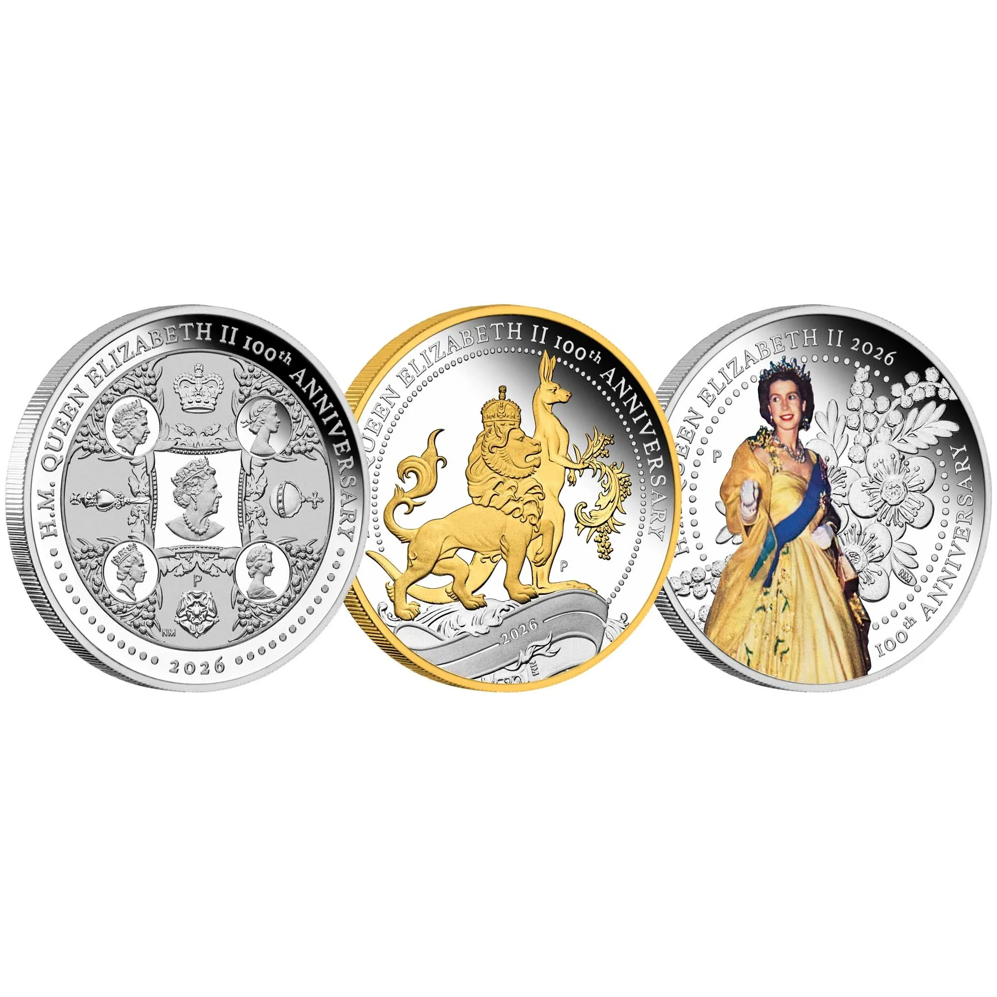 THE PERTH MINT - H.M. QUEEN ELIZABETH II 100TH ANNIVERSARY 2026 1OZ SILVER THREE-COIN SET - Image 2