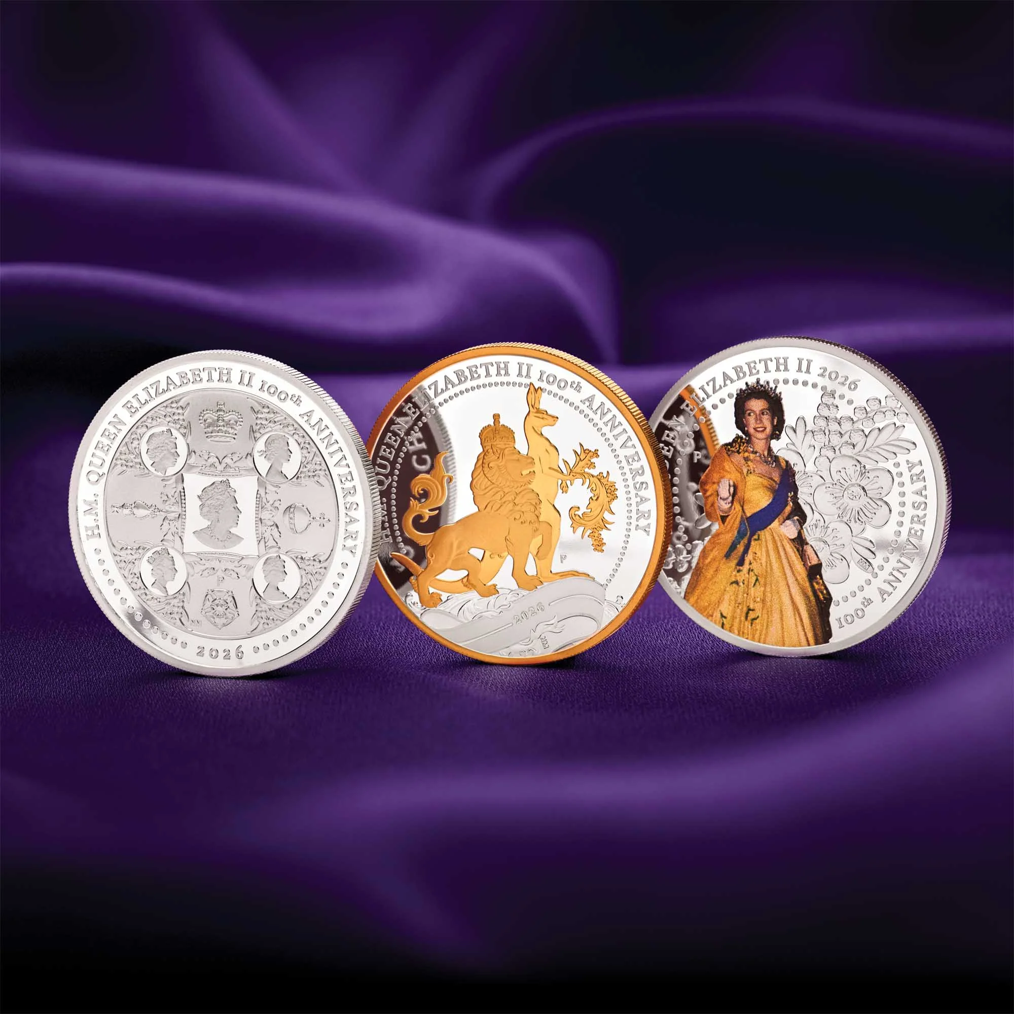 THE PERTH MINT - H.M. QUEEN ELIZABETH II 100TH ANNIVERSARY 2026 1OZ SILVER THREE-COIN SET - Image 6